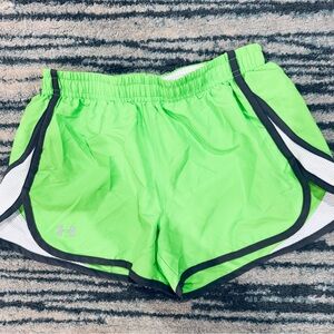 Under Armour Women's Neon Green and Black Athletic Shorts